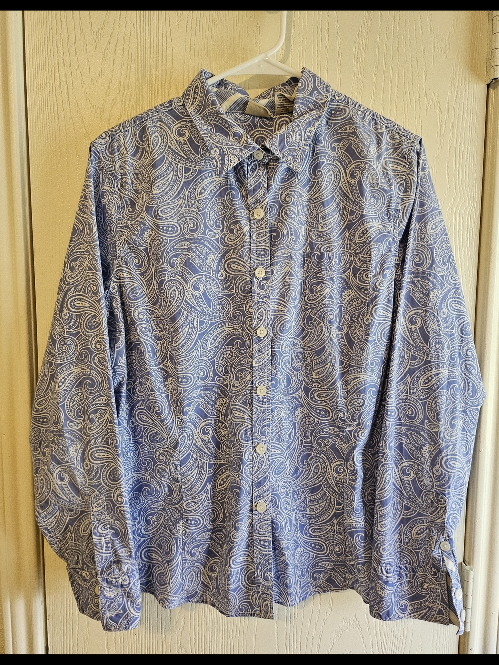 L.L. Bean Blue Paisley Cotton Button-Down Shirt